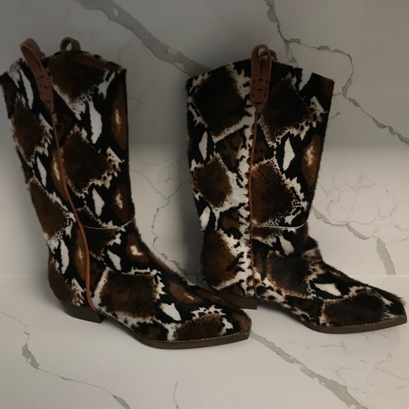 Free People We the Free Dagget Western Montage Ocelot Hair on Boots Size 37 - Picture 6 of 16
